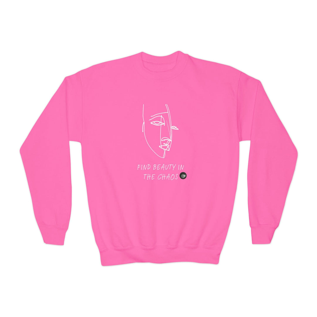 Find Beauty in the Chaos - 8 Ball - Unisex Youth Crewneck Sweatshirt - BFLY BILLIARDS
