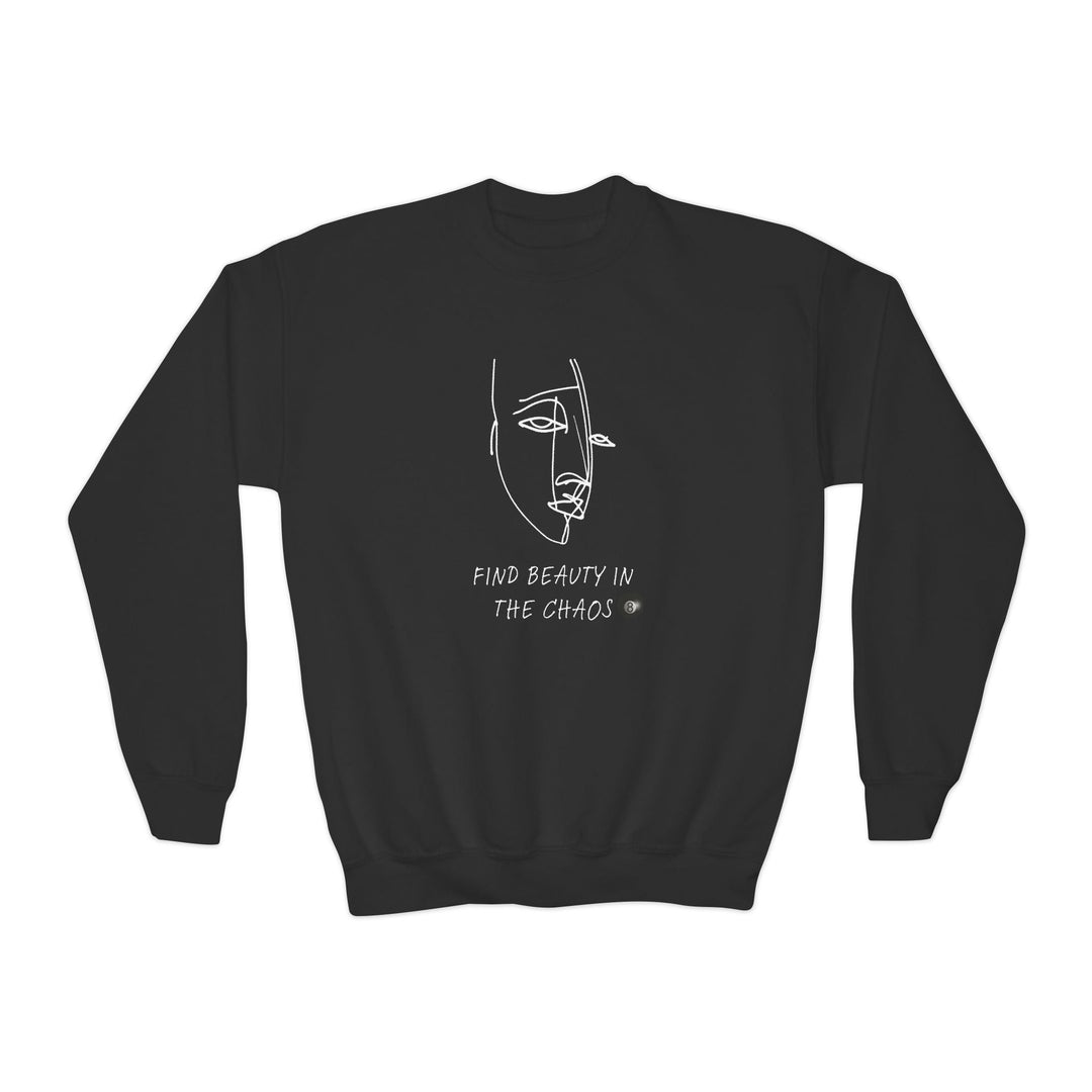 Find Beauty in the Chaos - 8 Ball - Unisex Youth Crewneck Sweatshirt - BFLY BILLIARDS