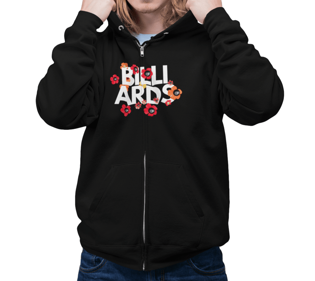 Flowers - 8 Ball Billiards - Full Zip Hoodie - BFLY BILLIARDS