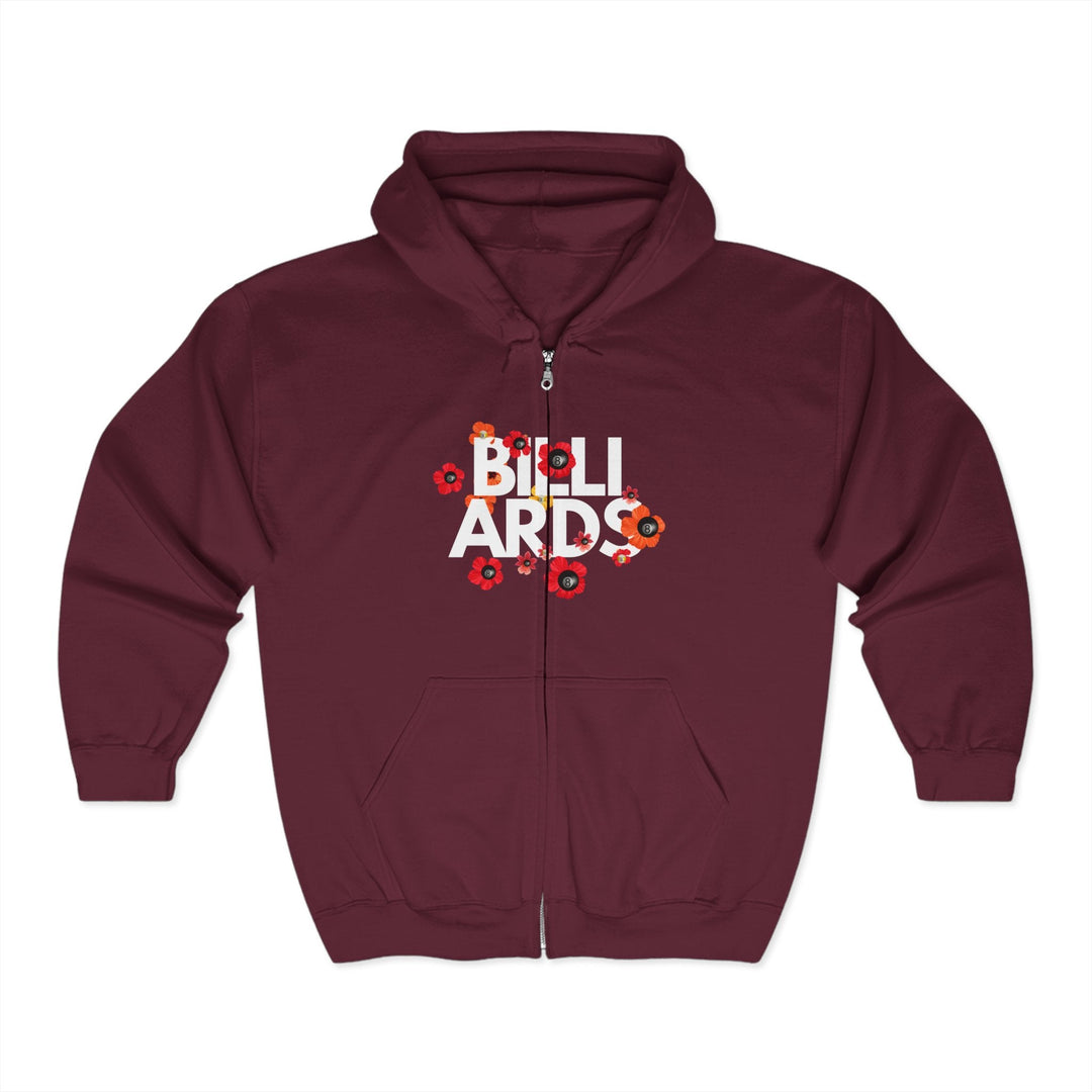 Flowers - 8 Ball Billiards - Full Zip Hoodie - BFLY BILLIARDS