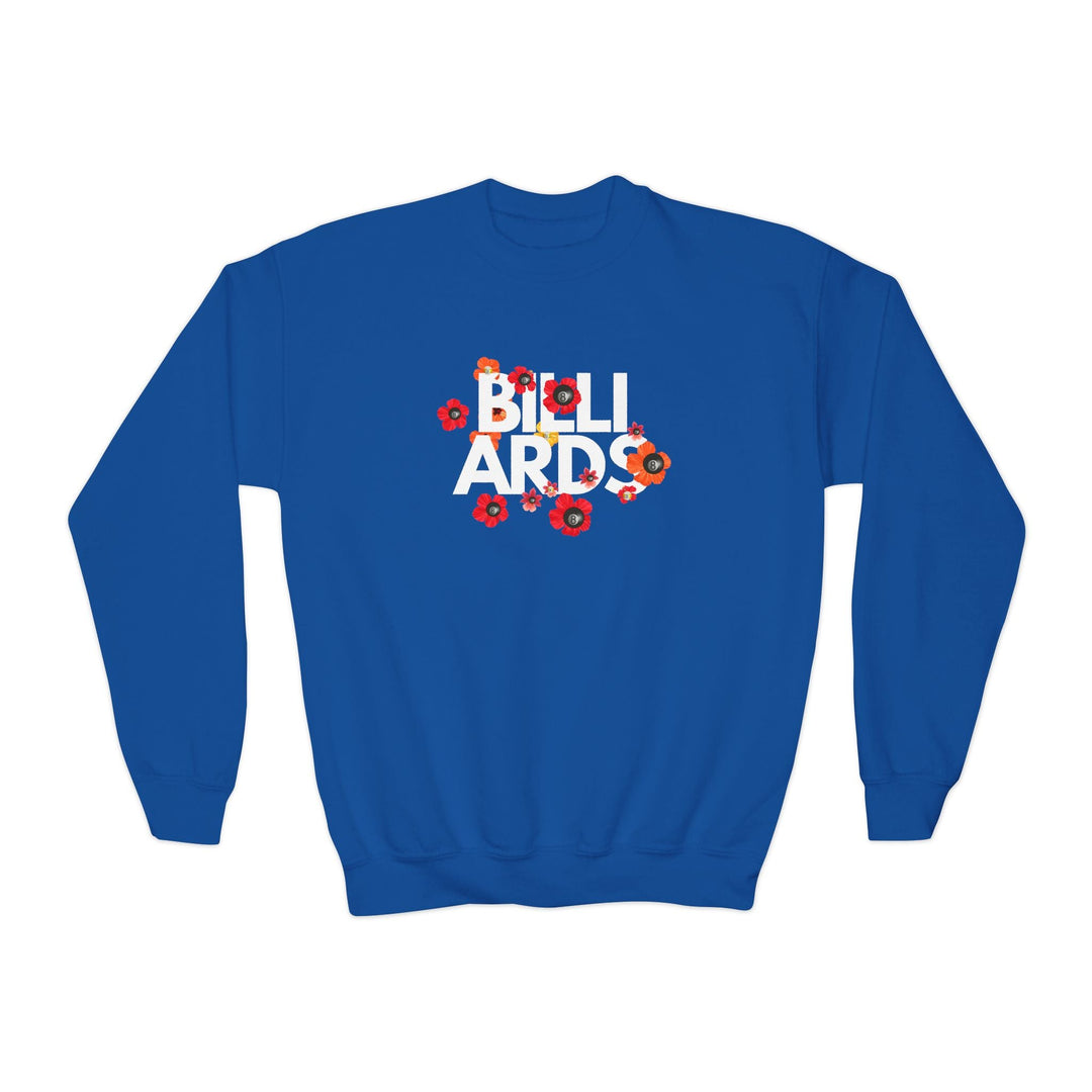 Flowers - 8 Ball Billiards - Unisex Youth Crewneck Sweatshirt - BFLY BILLIARDS