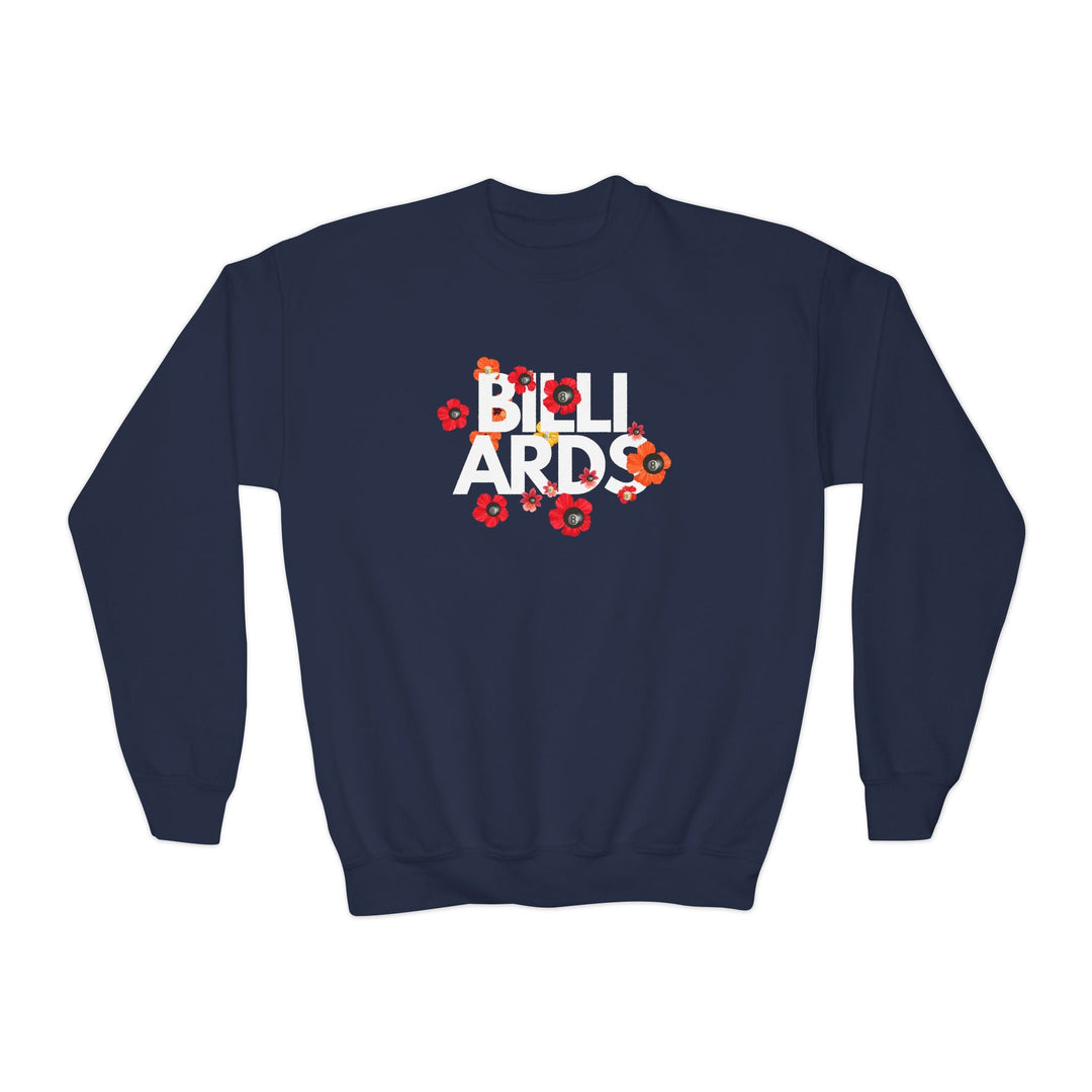 Flowers - 8 Ball Billiards - Unisex Youth Crewneck Sweatshirt - BFLY BILLIARDS