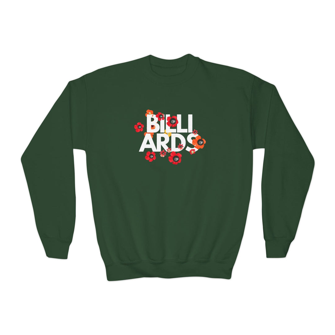Flowers - 8 Ball Billiards - Unisex Youth Crewneck Sweatshirt - BFLY BILLIARDS