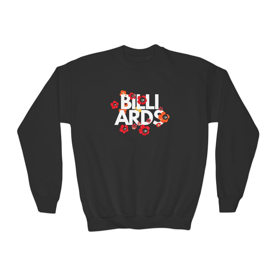 Flowers - 8 Ball Billiards - Unisex Youth Crewneck Sweatshirt - BFLY BILLIARDS