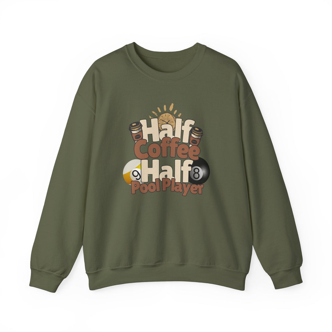 Half Coffee Half Pool Player - Unisex Crewneck Sweatshirt - BFLY BILLIARDS