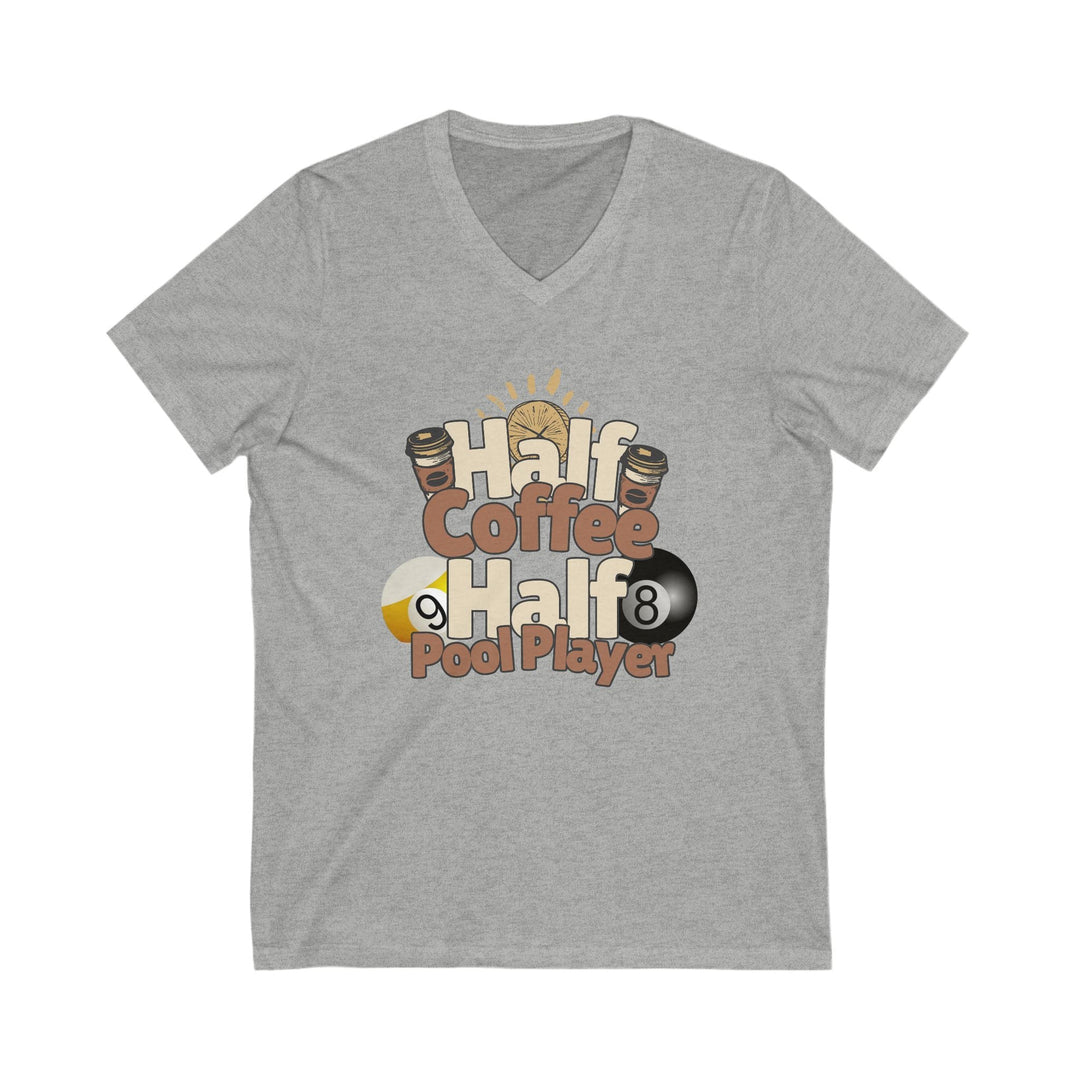 Half Coffee Half Pool Player - Unisex V - Neck Tee - BFLY BILLIARDS