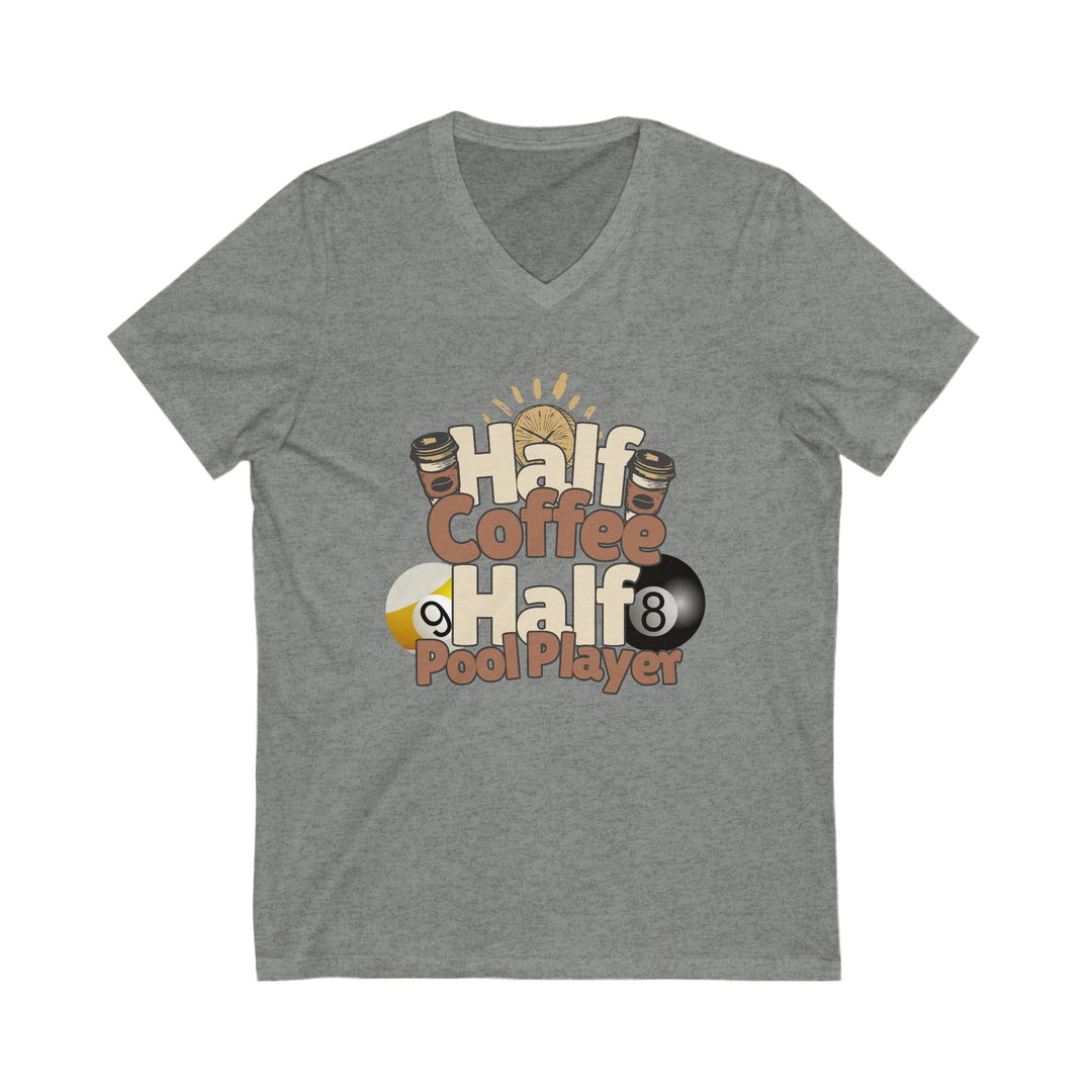 Half Coffee Half Pool Player - Unisex V - Neck Tee - BFLY BILLIARDS
