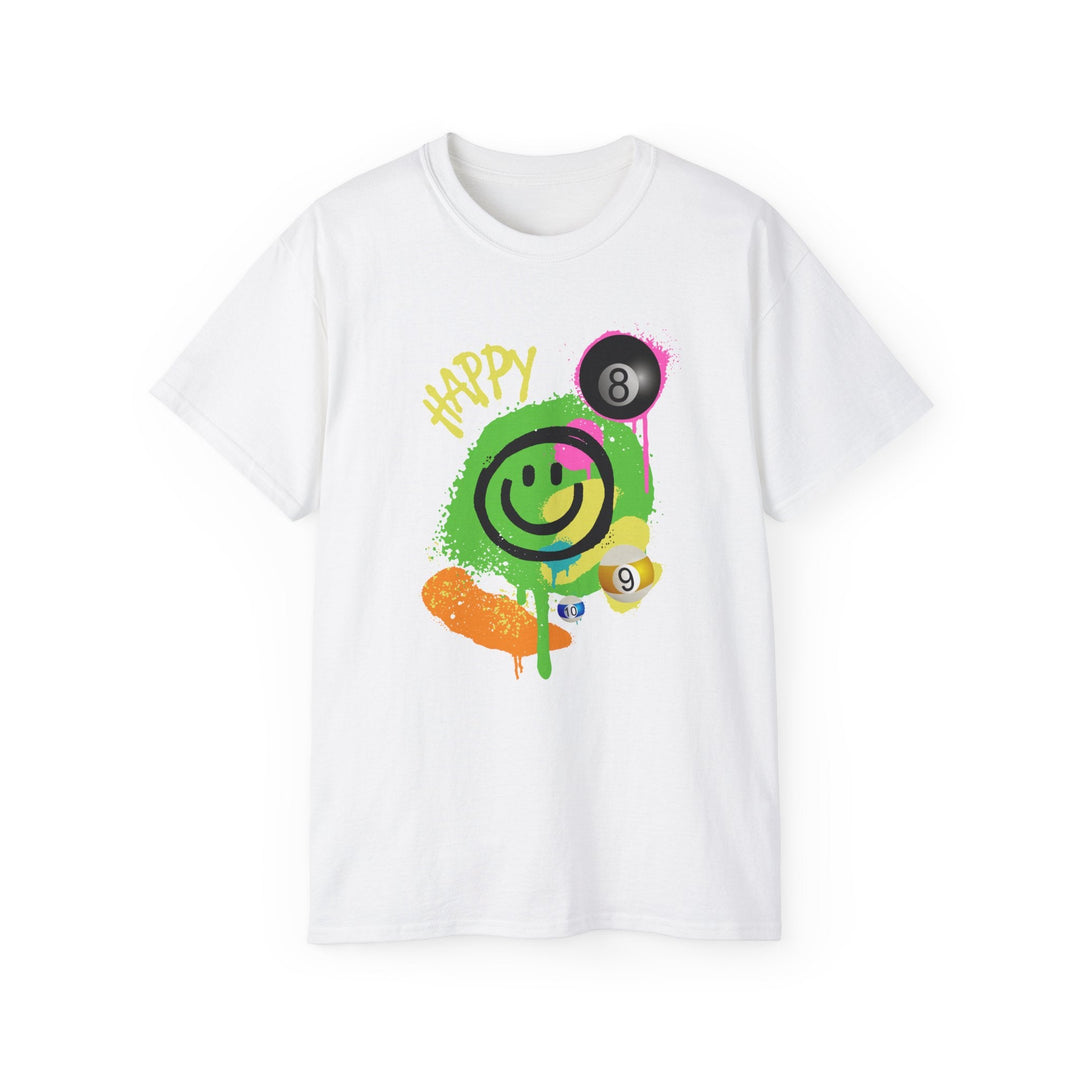 Happy - Smiling - Billiards - Unisex Cotton T-Shirt - BFLY BILLIARDS