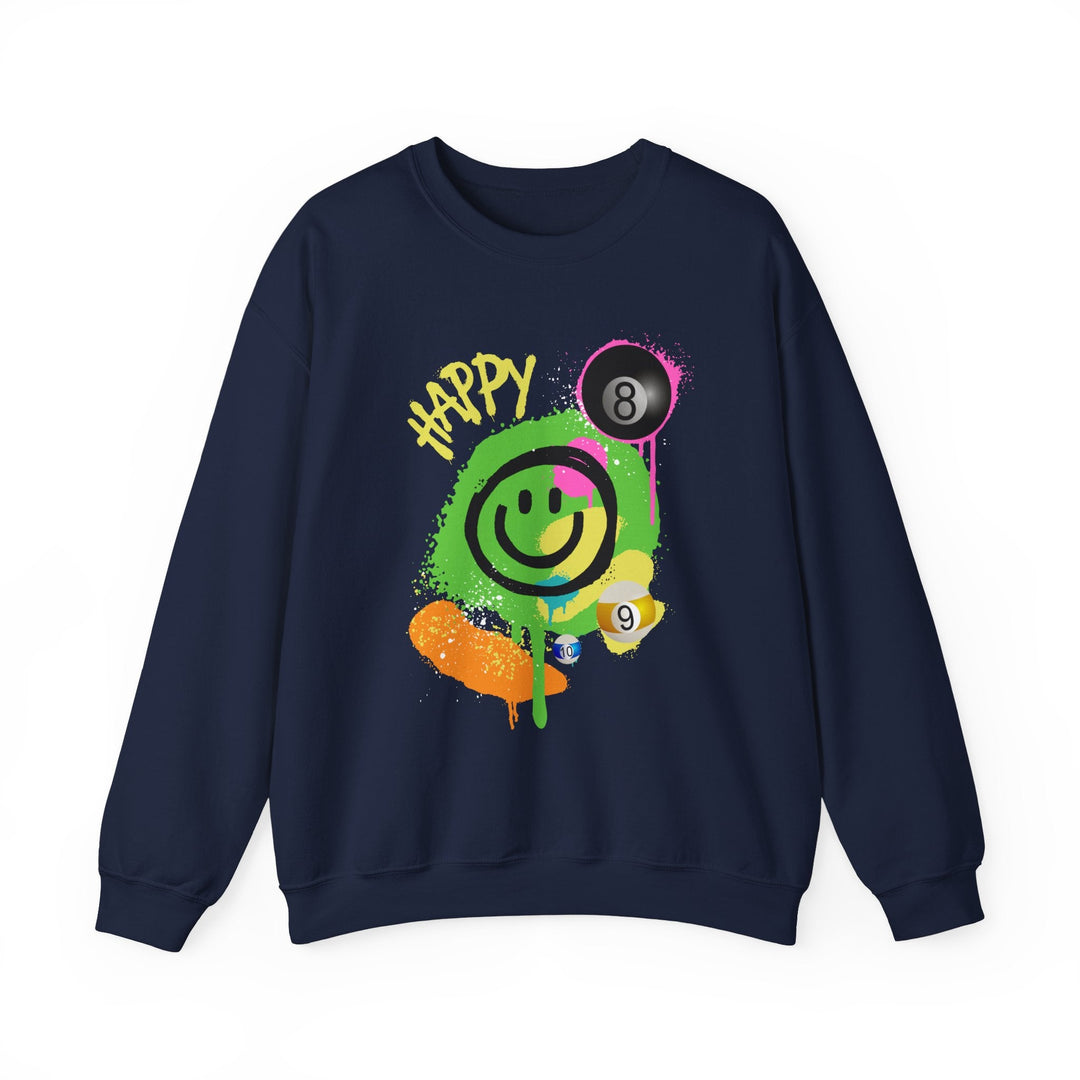Happy - Smiling - Billiards - Unisex Crewneck Sweatshirt - BFLY BILLIARDS