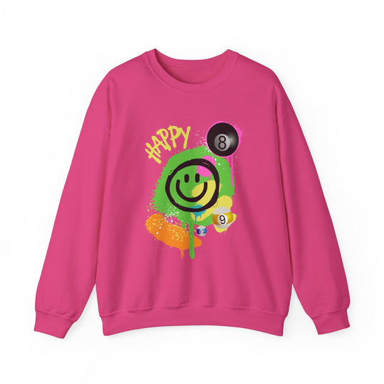 Happy - Smiling - Billiards - Unisex Crewneck Sweatshirt - BFLY BILLIARDS