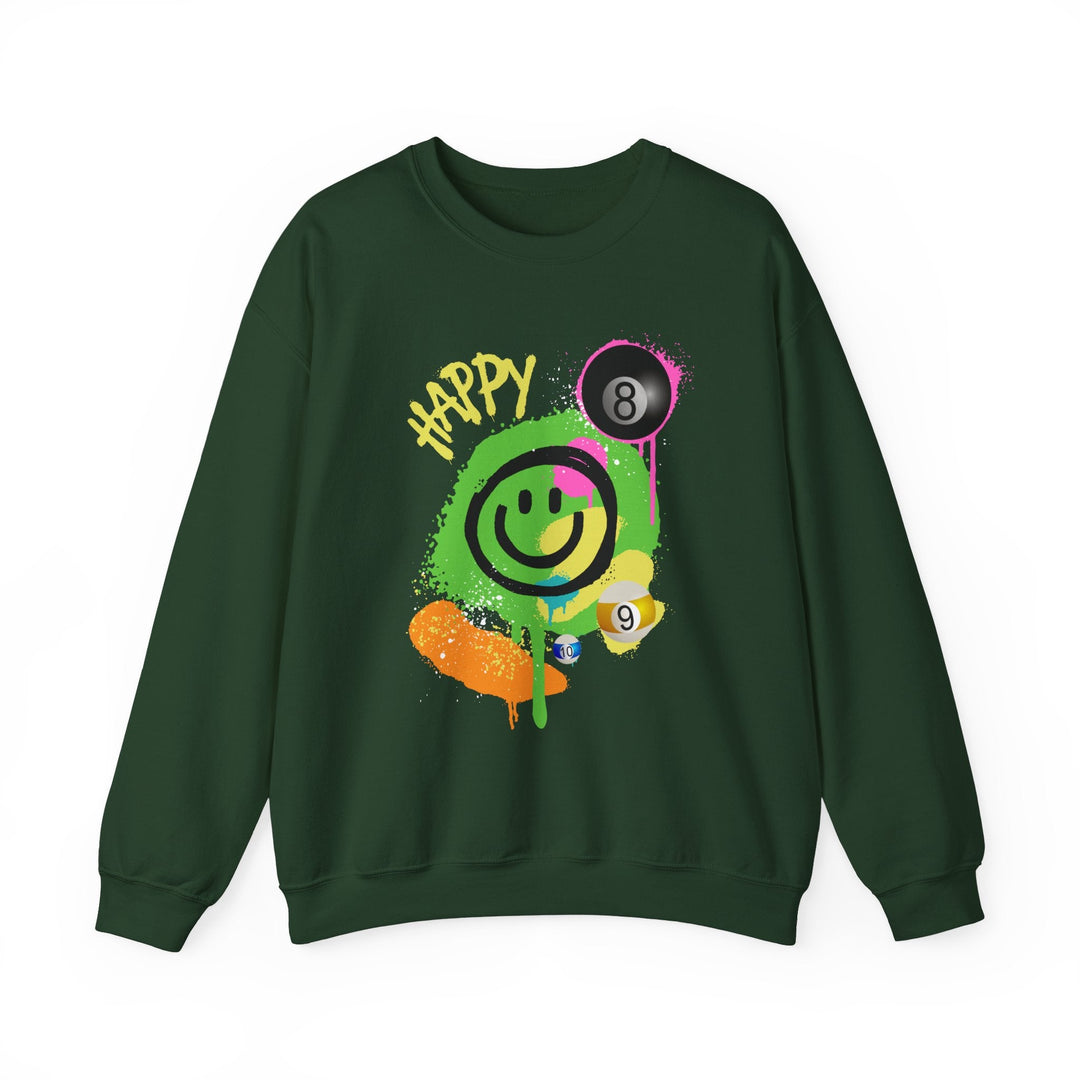 Happy - Smiling - Billiards - Unisex Crewneck Sweatshirt - BFLY BILLIARDS