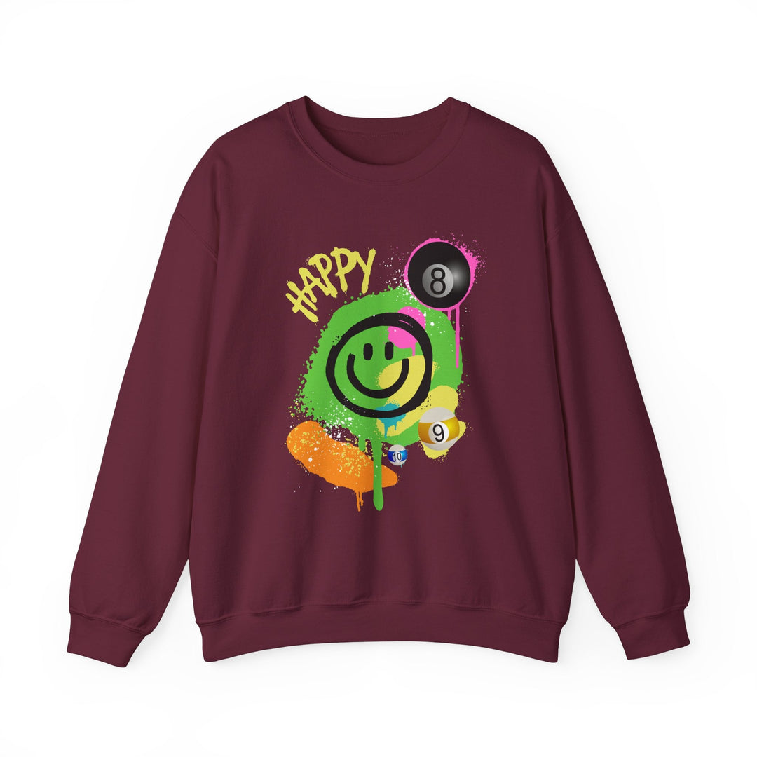 Happy - Smiling - Billiards - Unisex Crewneck Sweatshirt - BFLY BILLIARDS