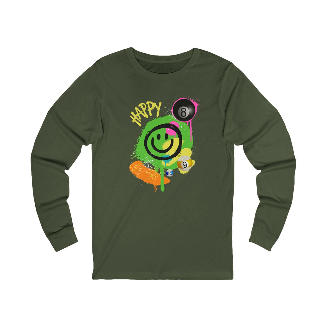Happy - Smiling - Billiards - Unisex Long Sleeve Tee - BFLY BILLIARDS
