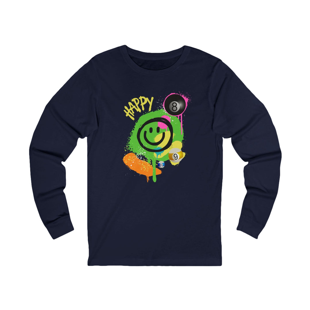 Happy - Smiling - Billiards - Unisex Long Sleeve Tee - BFLY BILLIARDS