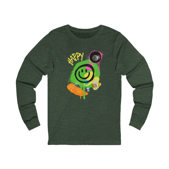 Happy - Smiling - Billiards - Unisex Long Sleeve Tee - BFLY BILLIARDS