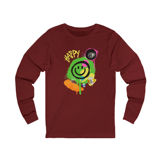 Happy - Smiling - Billiards - Unisex Long Sleeve Tee - BFLY BILLIARDS