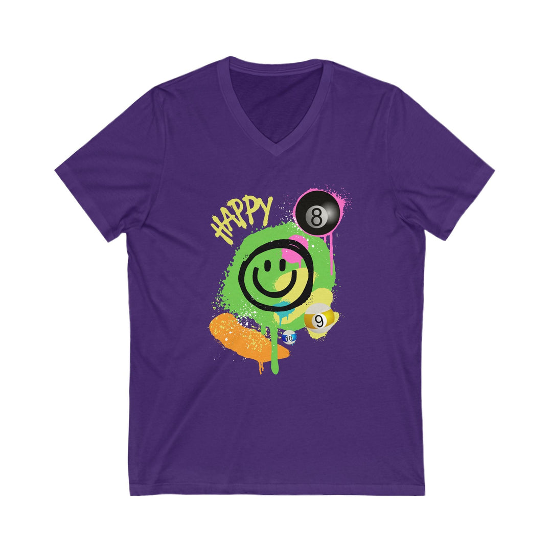 Happy - Smiling - Billiards - Unisex V - Neck Tee - BFLY BILLIARDS