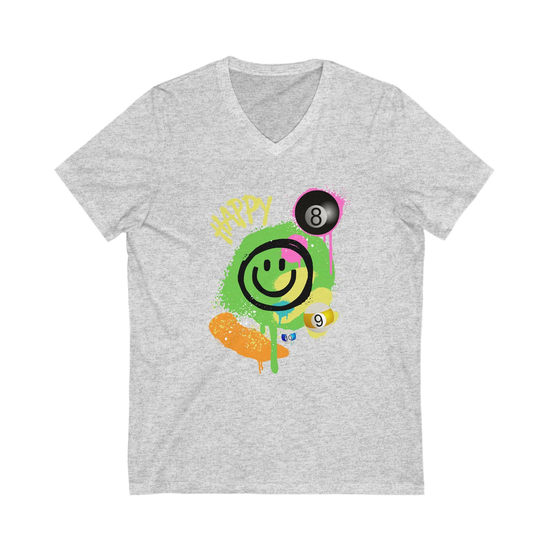 Happy - Smiling - Billiards - Unisex V - Neck Tee - BFLY BILLIARDS