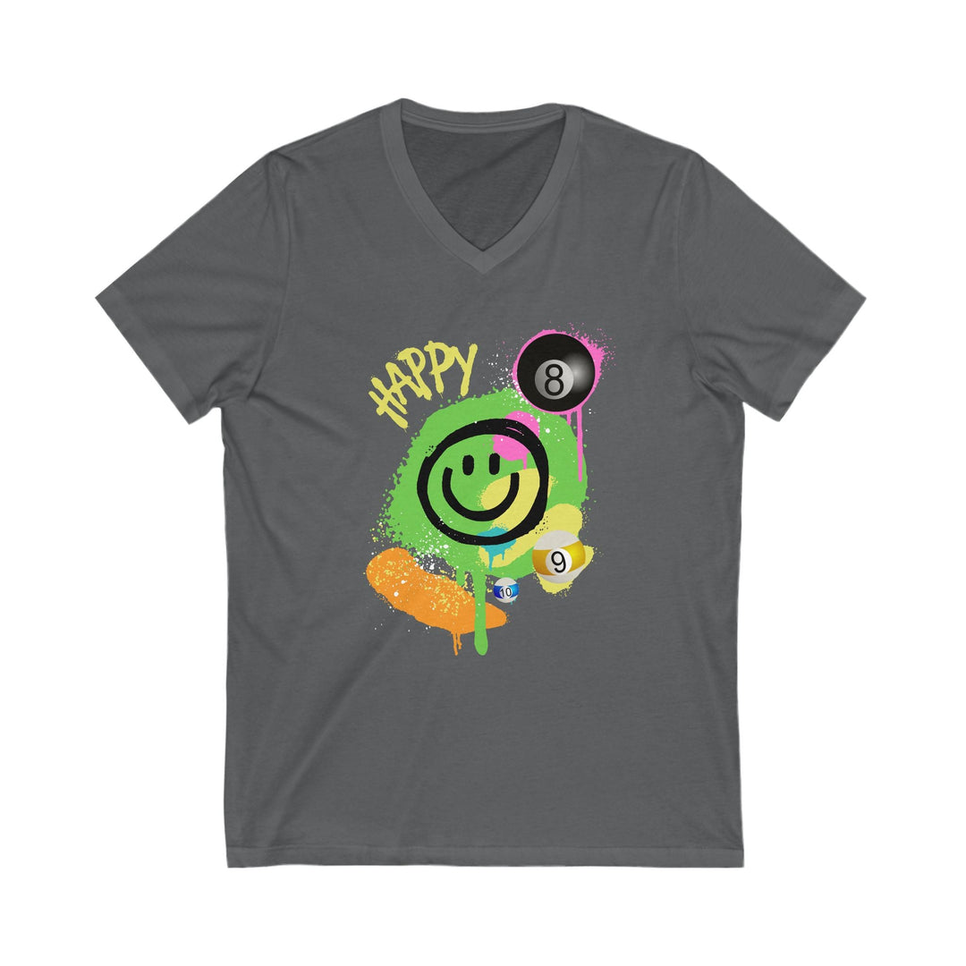 Happy - Smiling - Billiards - Unisex V - Neck Tee - BFLY BILLIARDS