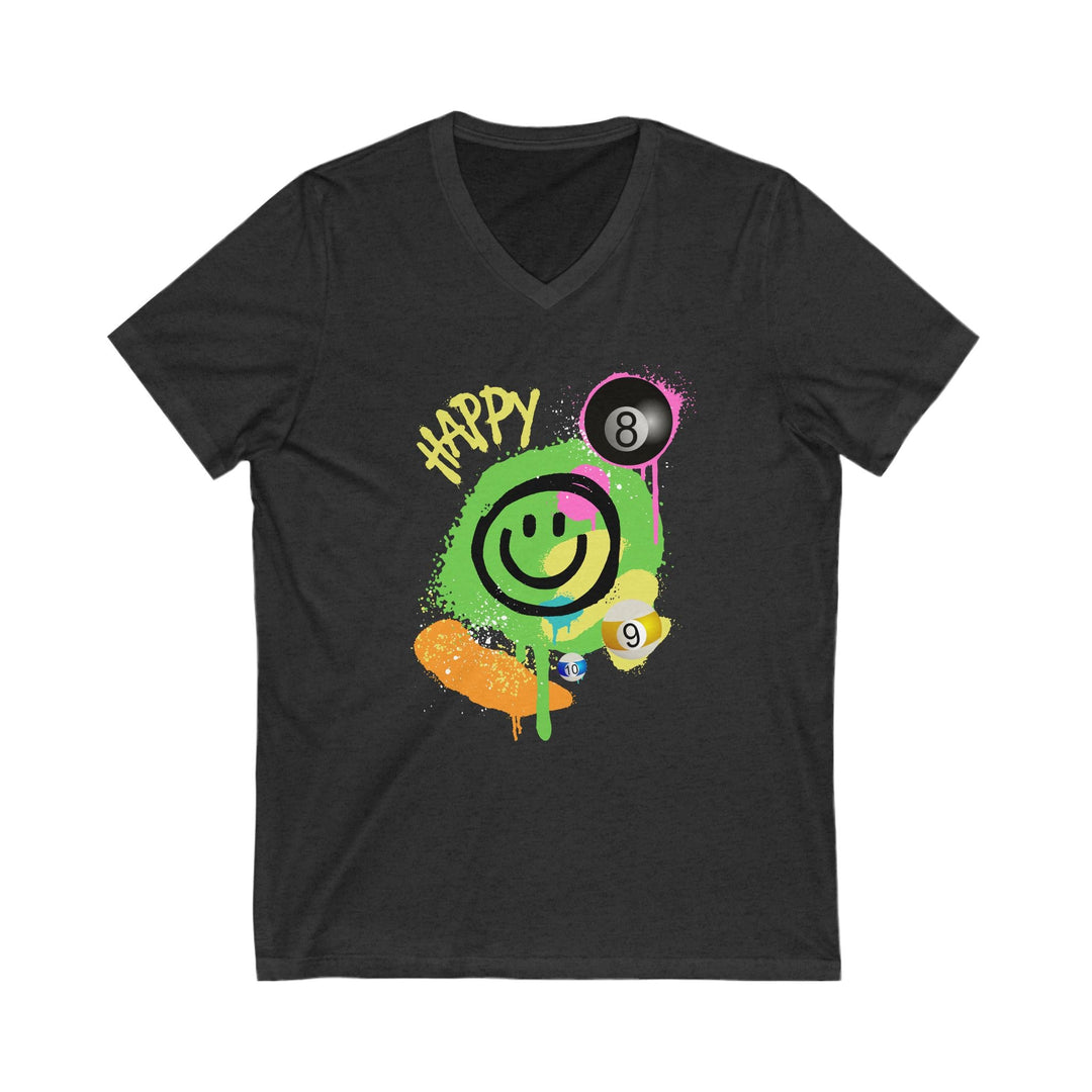 Happy - Smiling - Billiards - Unisex V - Neck Tee - BFLY BILLIARDS