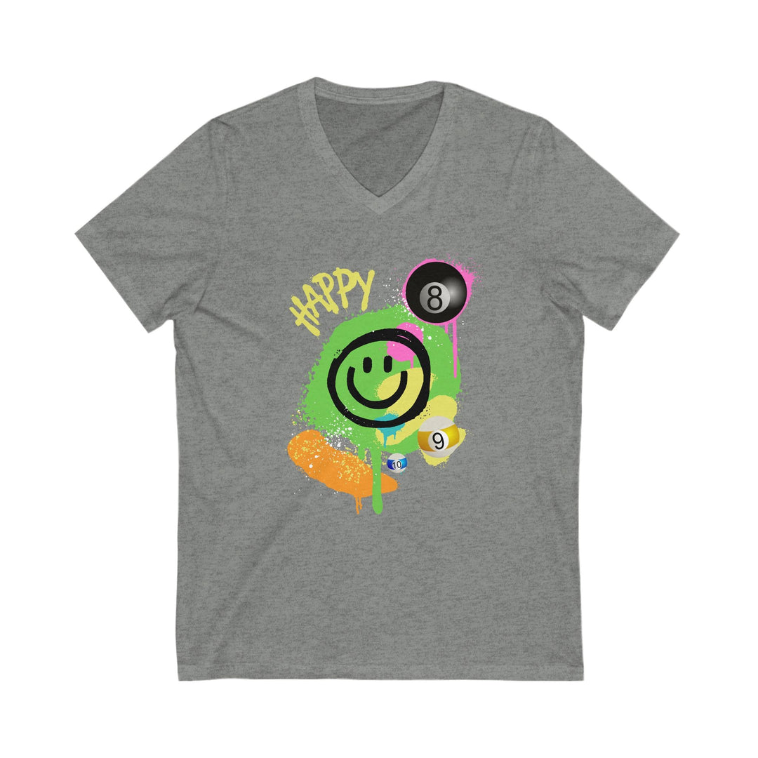 Happy - Smiling - Billiards - Unisex V - Neck Tee - BFLY BILLIARDS