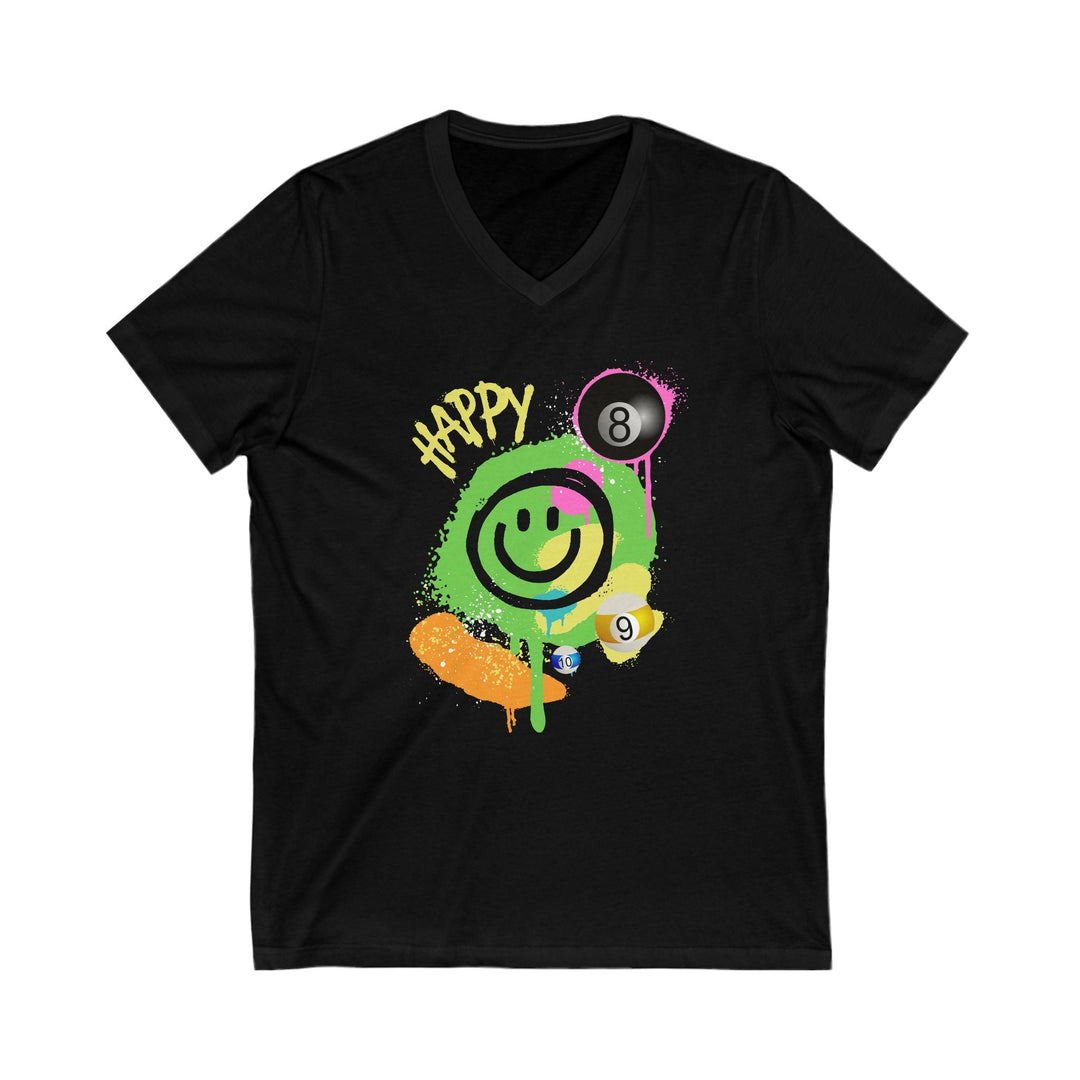 Happy - Smiling - Billiards - Unisex V - Neck Tee - BFLY BILLIARDS