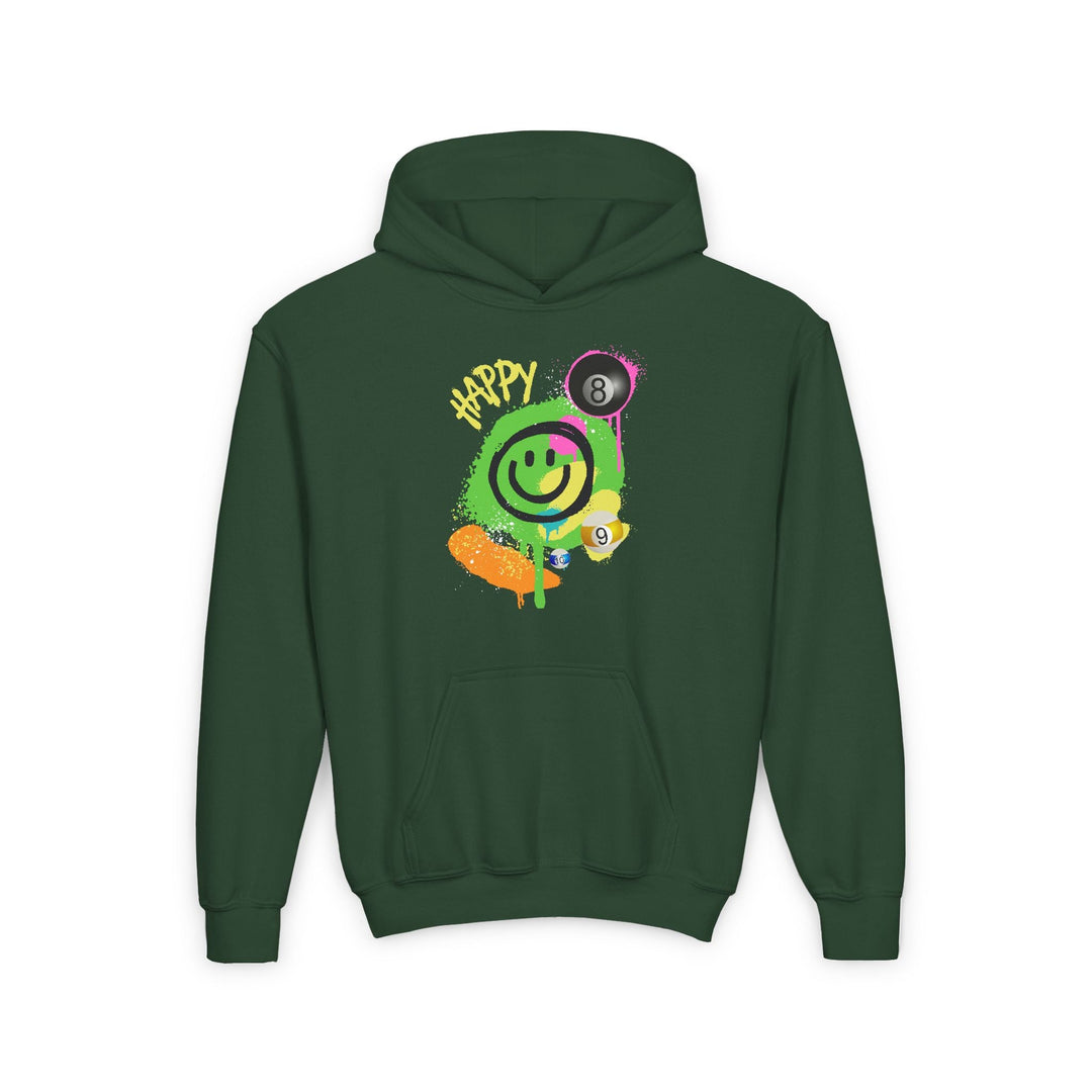 Happy - Smiling - Billiards - Unisex Youth Pullover Hoodie - BFLY BILLIARDS