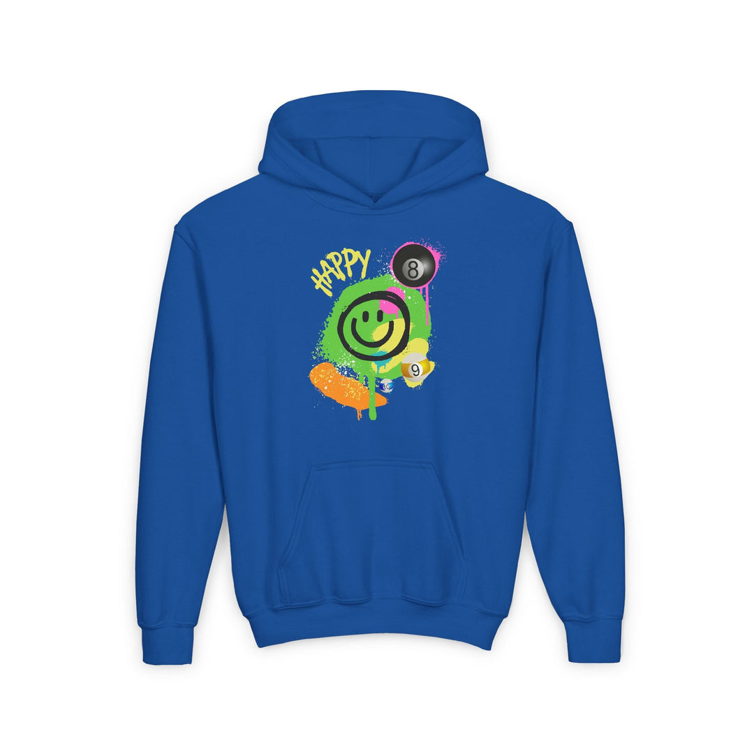 Happy - Smiling - Billiards - Unisex Youth Pullover Hoodie - BFLY BILLIARDS