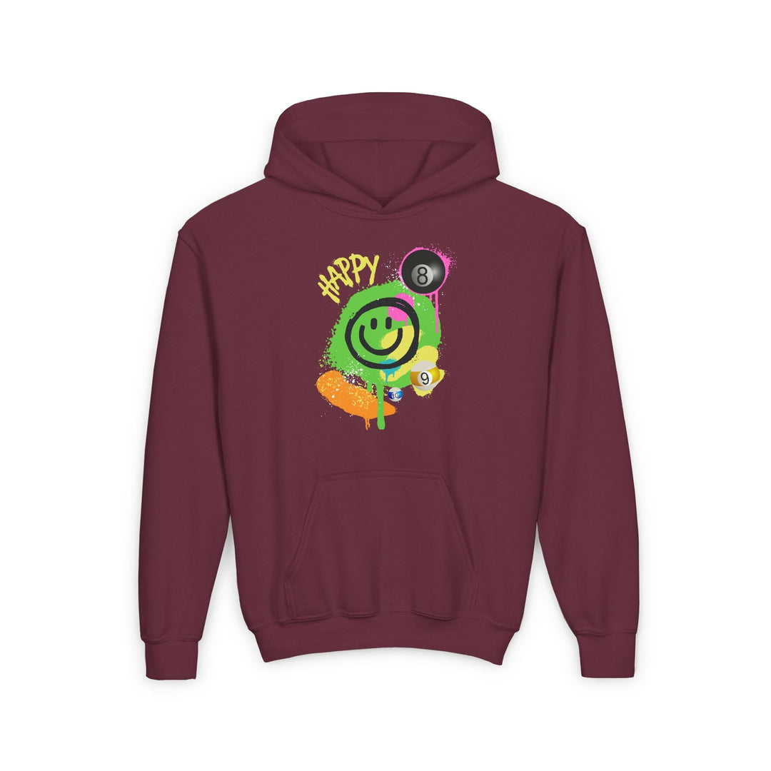Happy - Smiling - Billiards - Unisex Youth Pullover Hoodie - BFLY BILLIARDS