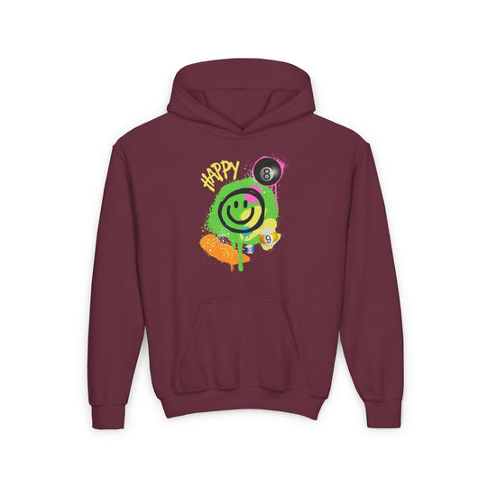 Happy - Smiling - Billiards - Unisex Youth Pullover Hoodie - BFLY BILLIARDS