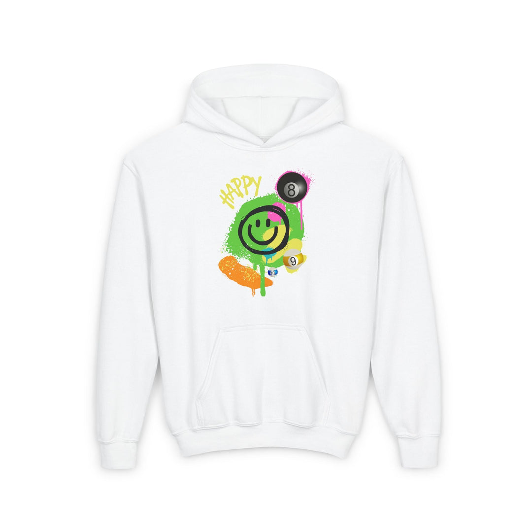 Happy - Smiling - Billiards - Unisex Youth Pullover Hoodie - BFLY BILLIARDS