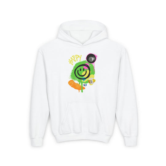 Happy - Smiling - Billiards - Unisex Youth Pullover Hoodie - BFLY BILLIARDS