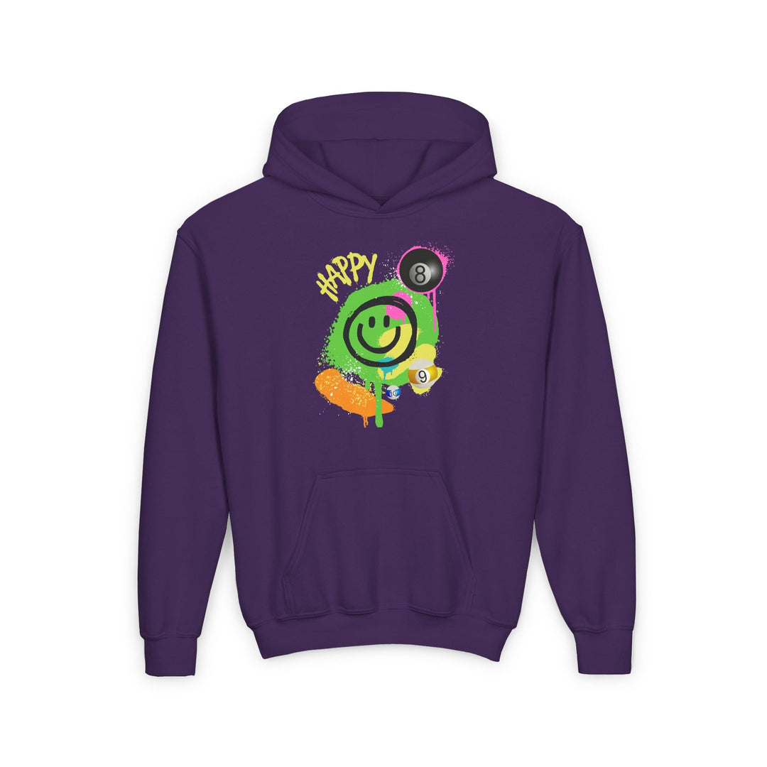 Happy - Smiling - Billiards - Unisex Youth Pullover Hoodie - BFLY BILLIARDS