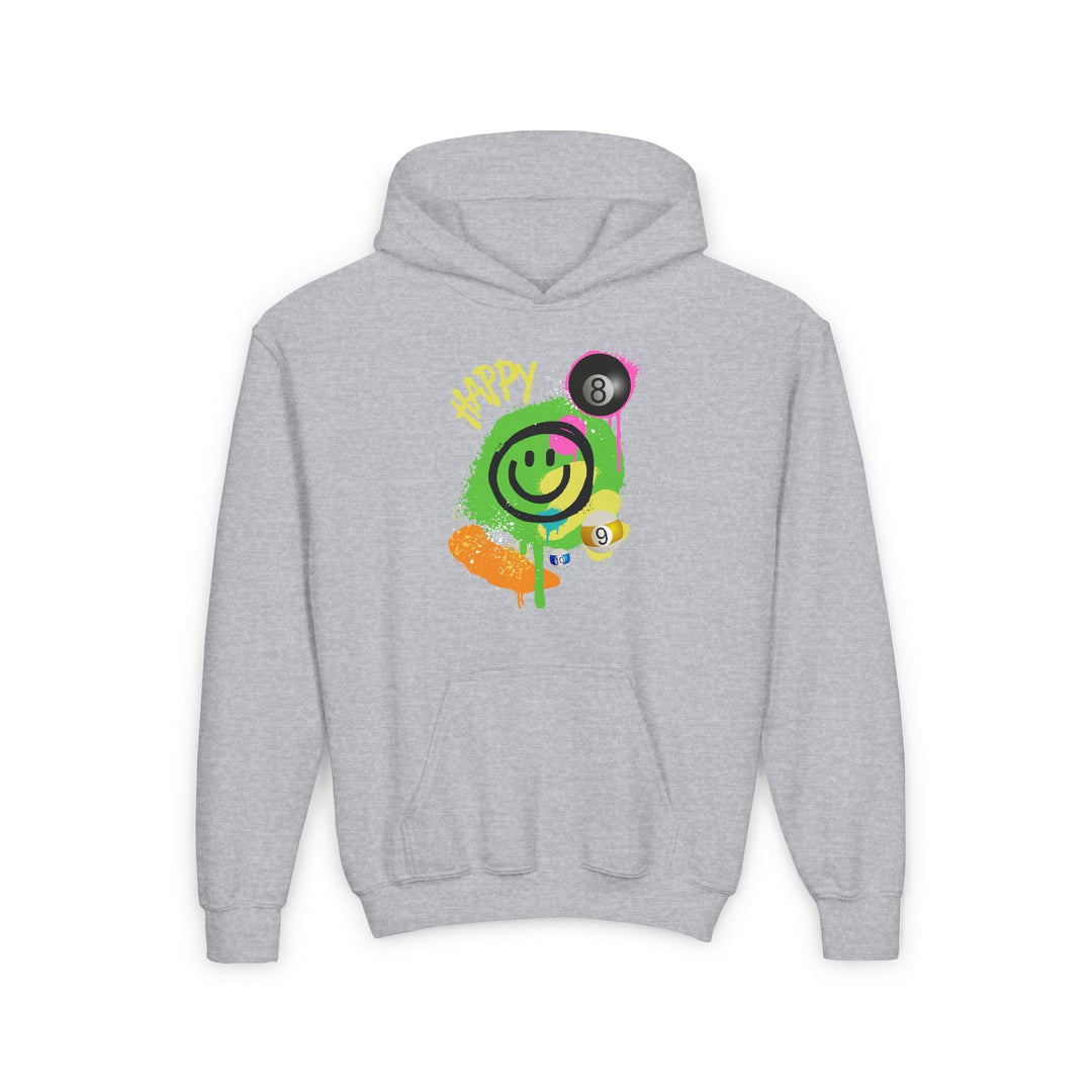 Happy - Smiling - Billiards - Unisex Youth Pullover Hoodie - BFLY BILLIARDS