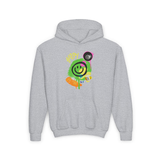 Happy - Smiling - Billiards - Unisex Youth Pullover Hoodie - BFLY BILLIARDS