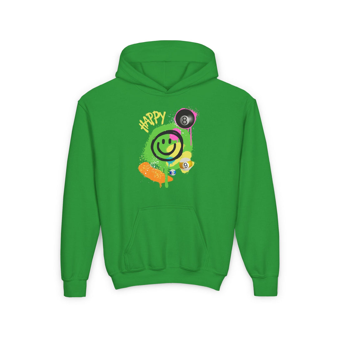 Happy - Smiling - Billiards - Unisex Youth Pullover Hoodie - BFLY BILLIARDS