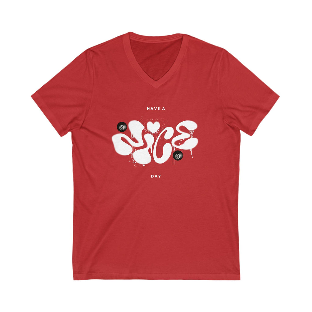 Have a Nice Day - 8 Ball - Unisex V - Neck Tee - BFLY BILLIARDS