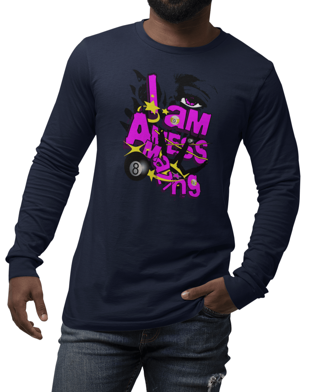 I am a mess-amazing - Custom Long Sleeve Tee - BFLY BILLIARDS