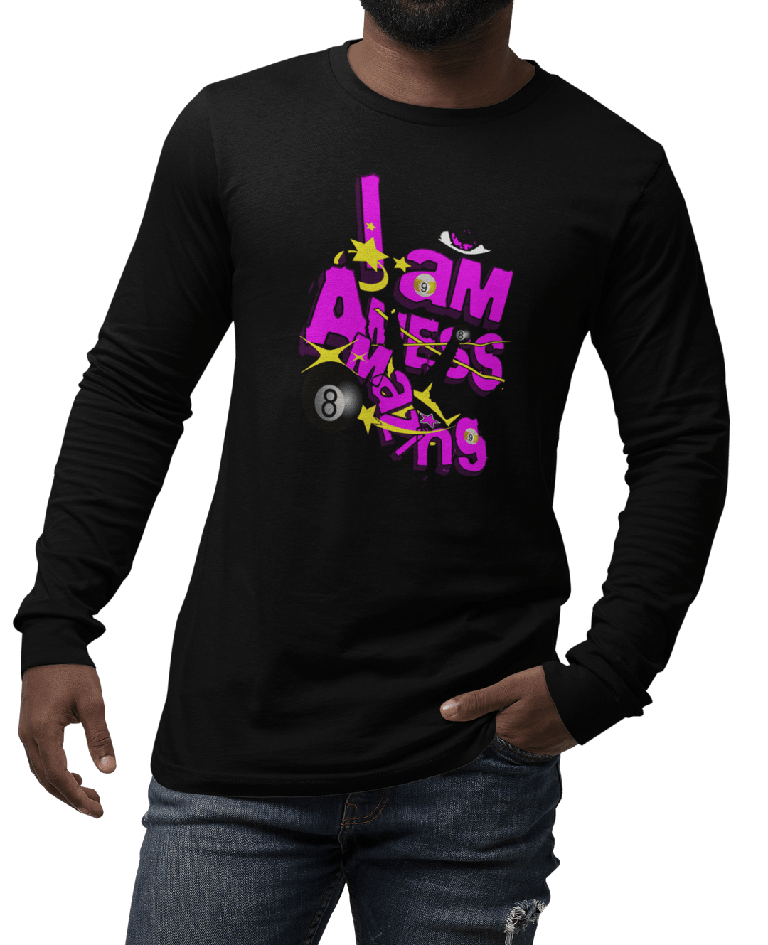 I am a mess-amazing - Custom Long Sleeve Tee - BFLY BILLIARDS