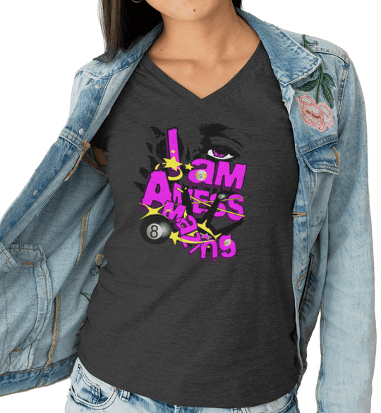 I am a mess-amazing - Custom V-Neck Tee - BFLY BILLIARDS