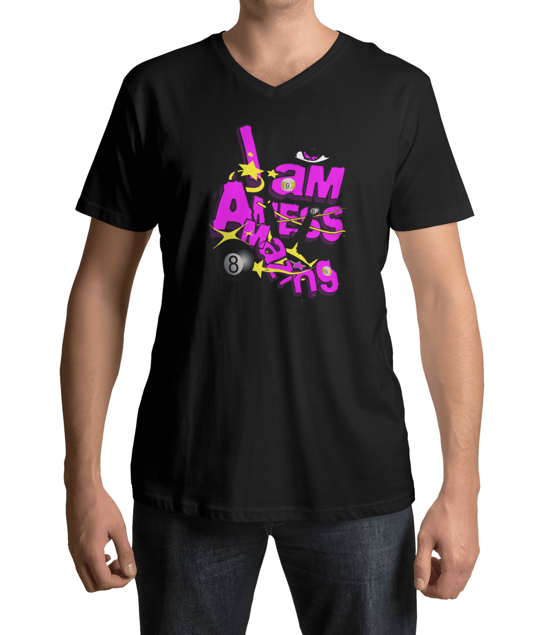I am a mess-amazing - Custom V-Neck Tee - BFLY BILLIARDS