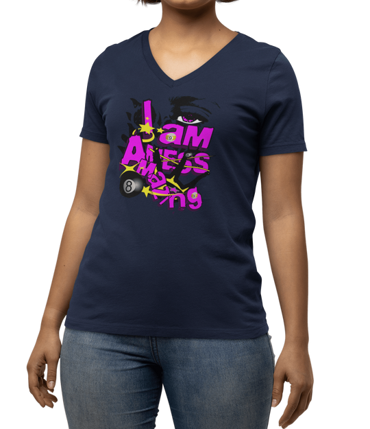 I am a mess-amazing - Custom V-Neck Tee - BFLY BILLIARDS