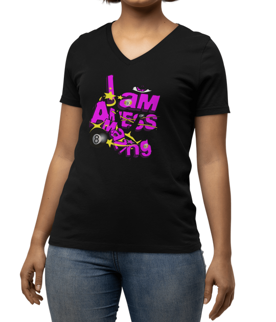 I am a mess-amazing - Custom V-Neck Tee - BFLY BILLIARDS