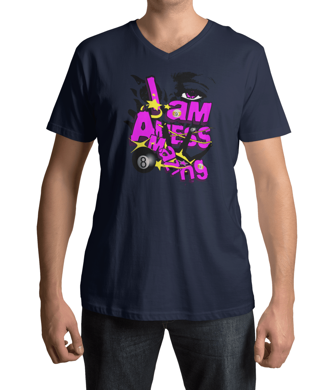 I am a mess-amazing - Custom V-Neck Tee - BFLY BILLIARDS