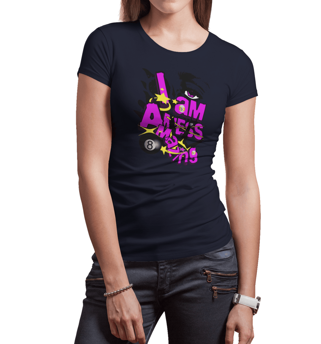 I am a mess-amazing - Custom Women's Fitted Tee - BFLY BILLIARDS