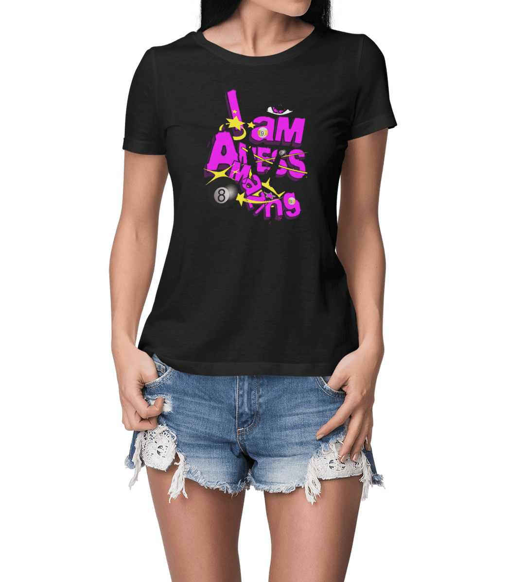 I am a mess-amazing - Custom Women's Fitted Tee - BFLY BILLIARDS