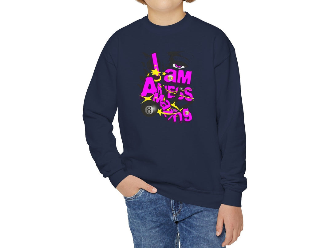 I am a mess-amazing - Youth Crewneck Sweatshirt - BFLY BILLIARDS