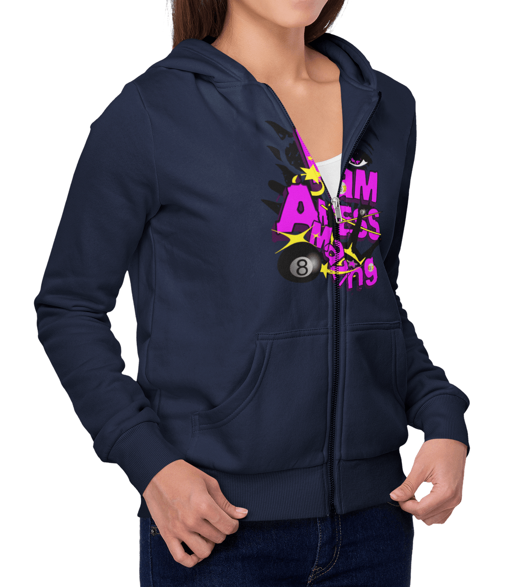 I am a mess-amazing - Zip-Up Hoodie - BFLY BILLIARDS