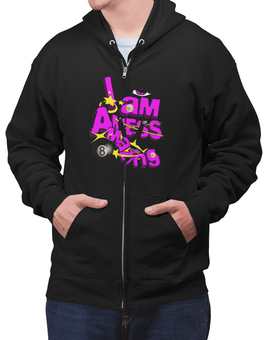 I am a mess-amazing - Zip-Up Hoodie - BFLY BILLIARDS