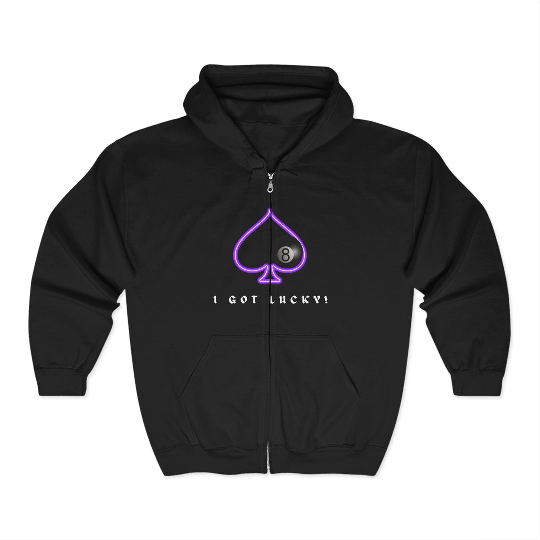 I Got Lucky - 8 Ball Billiards - Full Zip Hoodie - BFLY BILLIARDS